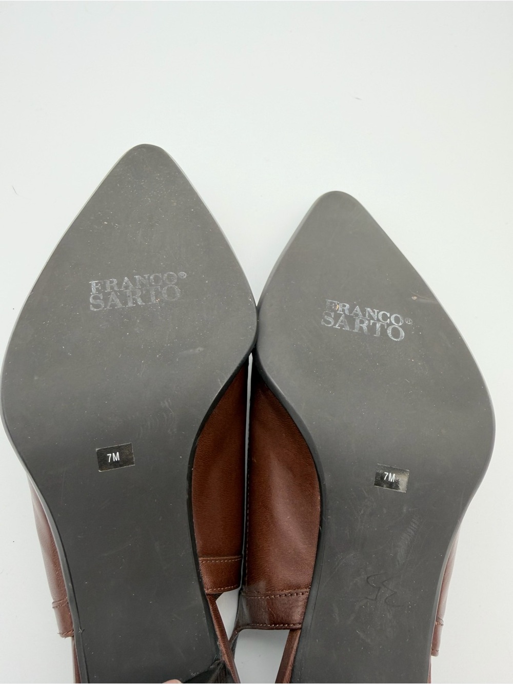 Franco Sarto Brown Leather Wingtip Slingback Pumps – Size 7M - Picture 10 of 10